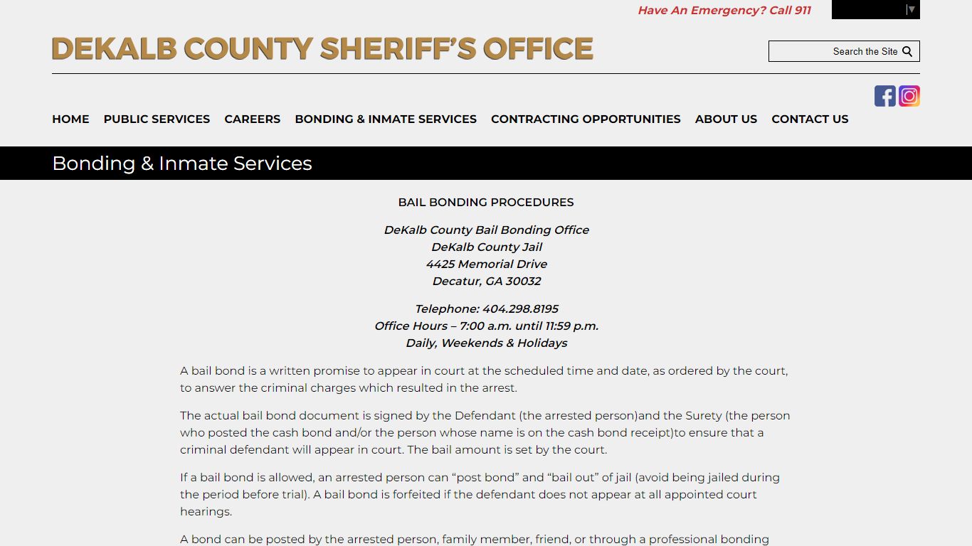 Bonding & Inmate Services - DeKalb County Sheriff's Office